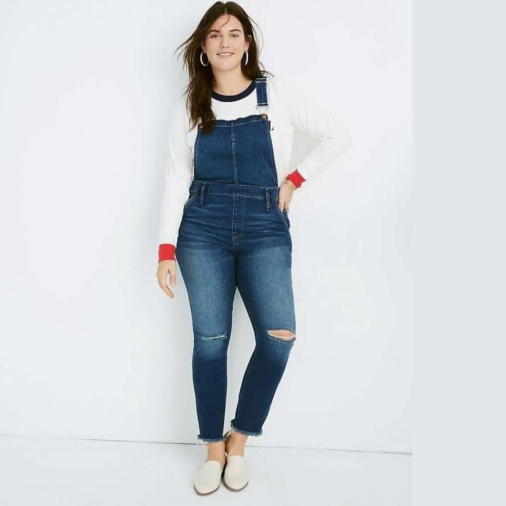 Madewell Roadtripper Overalls in Brodie Wash Distressed Denim P1205